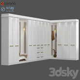 Trueliving 5 Door Corner Kids White wardrobes Laminated Finish & PU Finish 8Ft *2Ft *9Ft -2438.4MM X 609MM X 2743.2MM)